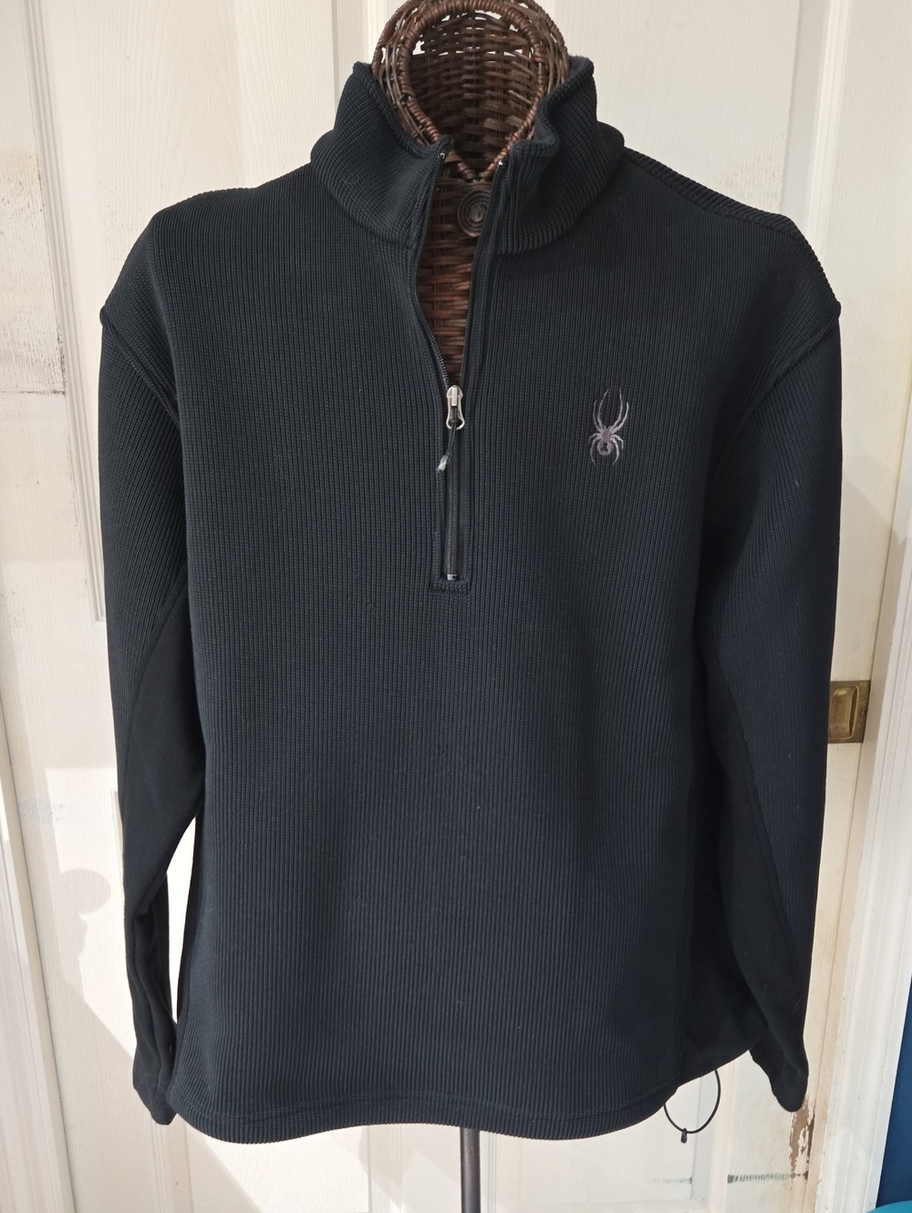 Spyder Men’s Black Quarter-Zip Thermal Sweater-Size XXL